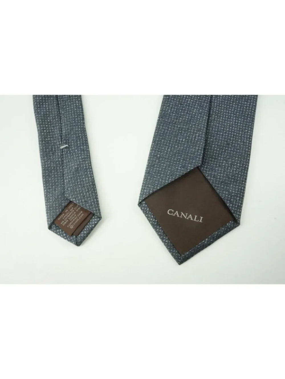 Canali Solid Denim Silver Woven 100% Silk Tie Brand New With Tags